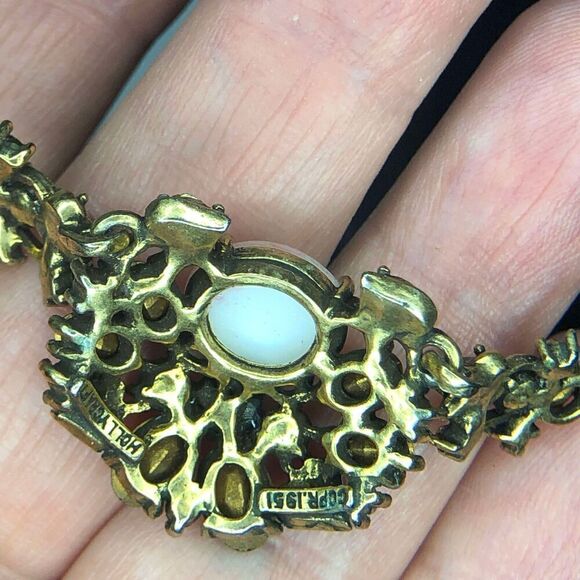 1066 Vintage Signed Holly Craft 1951 Jeweled 16'' Necklace red PInk - Picture 4 of 4